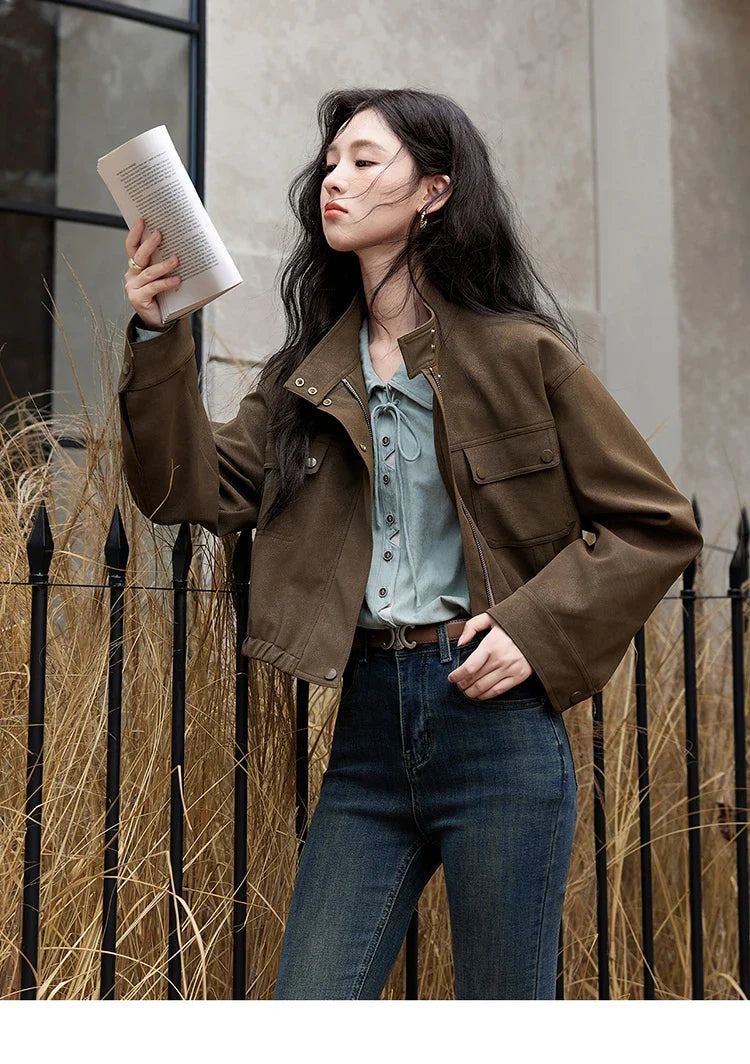 Vintage Green Blouse Women French Lapel Bow Lace-up Top 2025 Autumn Sweet Shirt Sleeve Outwear Commute Shirts MXD44C0337