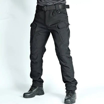 2024 City Cargo Pants Men Winter Tactical Fleece Sharkskin Warm Trousers Outdoor Waterproof Multi-Pocket Climbing Trekking Pants