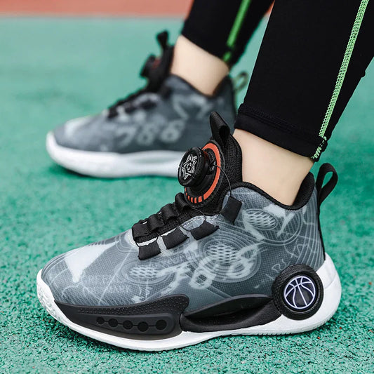 Kids Basketball Shoes Non-slip Breathable Basketball Training Sneakers Boys Girls Athletic Shoes Luminous Children Running Shoes