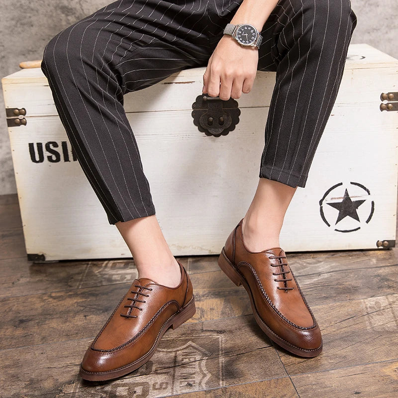 Spring Autumn New Men's Genuine Leather Casual Shoes Outdoor Work Shoes Office Dress Shoes Men's Wedding Shoes Free Delivery