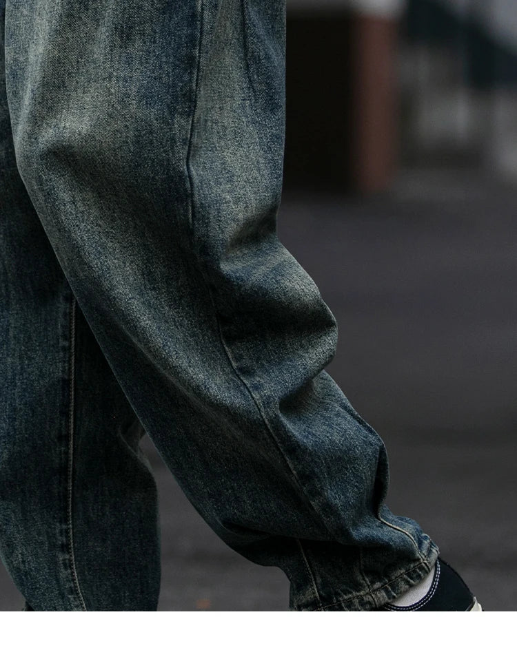 American Vintage High Quality Denim Cargo Pants Men Clothing Streetwear Loose Skate Jeans Harajuku Casual Harem Trousers Male