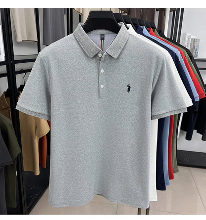 High end designer brand short sleeve polo shirt men's summer breathable trend golf pony embroidery business casual Paul T-shirt