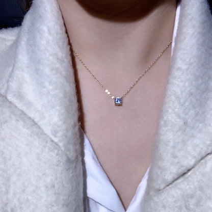 S925 Pure silver 18k gold pendant Multi-functional single diamond necklace with six claws Zircon necklace for women  gift