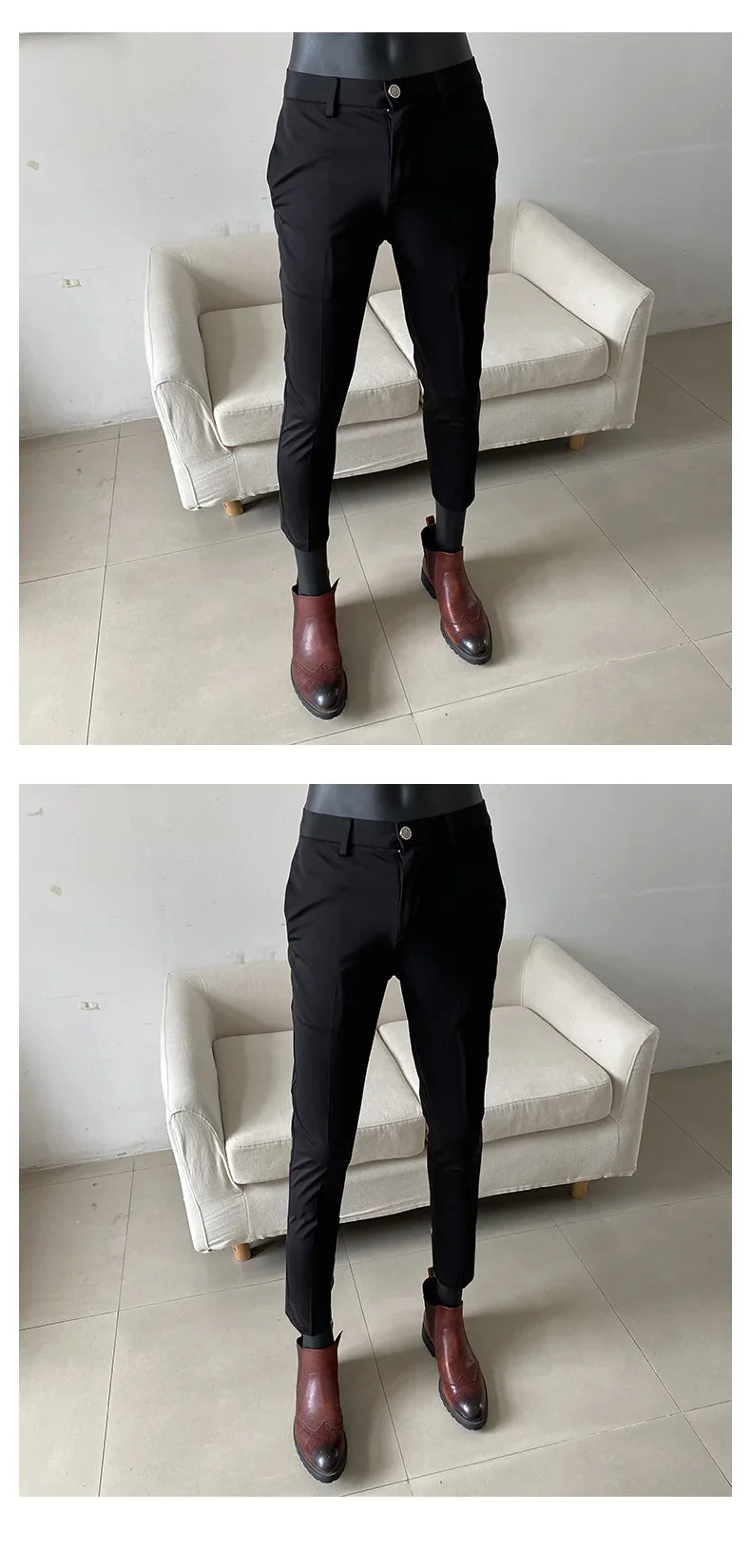 Summer New Light Thin Ice Silk Solid Color Casual Trousers High Quality Fashion Slim Fit Business Social Office Suit Pants