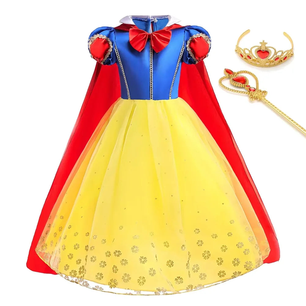 Deluxe Snow White Gown Set with Accessories Princess Costume Fairy Cosplay for Girls Kids Toddler Carnival Party Vestido