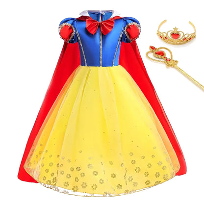 Deluxe Snow White Gown Set with Accessories Princess Costume Fairy Cosplay for Girls Kids Toddler Carnival Party Vestido