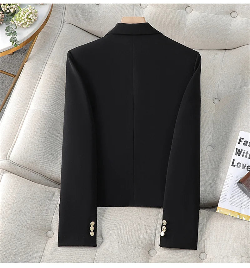 Spring Autumn Fashion Short Women Blazers Elegant Female Suits Jacket Tops Casual Solid Long Sleeve Office Lady Blazer Coat 4XL