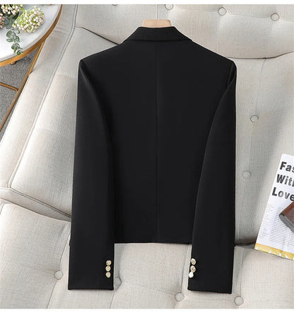 Spring Autumn Fashion Short Women Blazers Elegant Female Suits Jacket Tops Casual Solid Long Sleeve Office Lady Blazer Coat 4XL