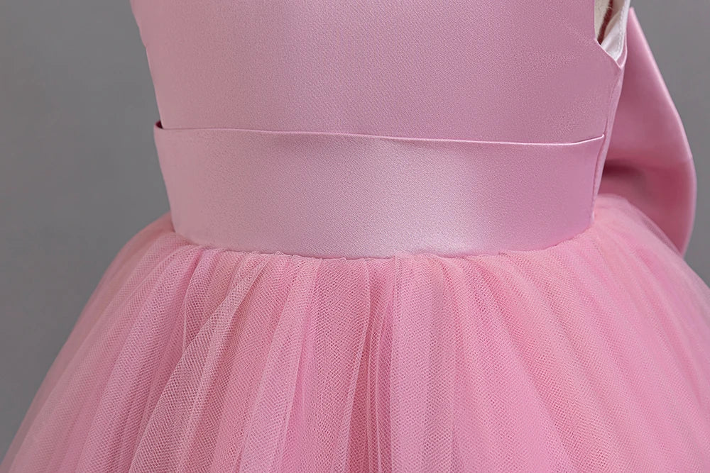 Girls Flower Embroidery Party Dresses Kids Summer Formal Holiday Birthday Gown Kids Trailing Evening Princess Clothes 1-6