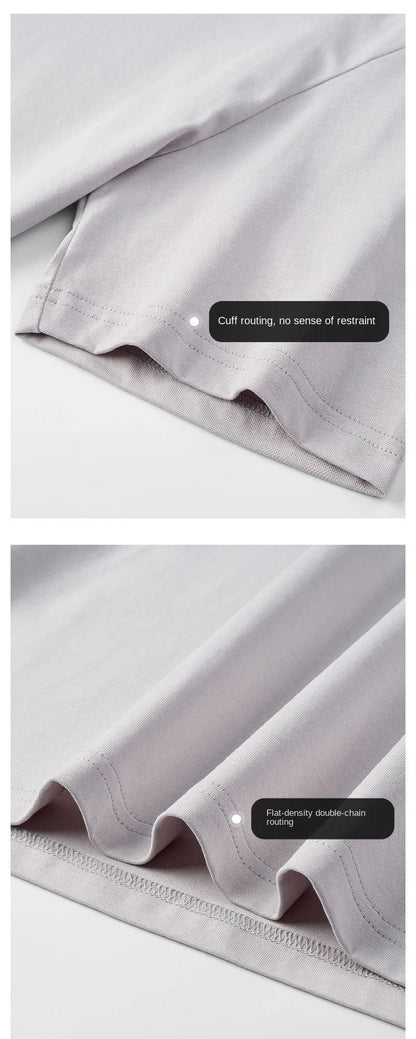 Combed cotton 240g heavy-duty pure cotton double yarn short sleeved t-shirt men's trendy brand solid color round neck top
