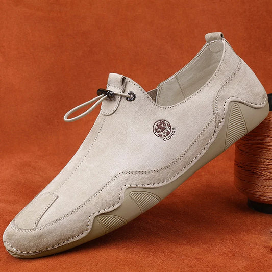 Breathable Light Anti-slip Outdoor Flat Shoes for Men Casual Driving Shoes Genuine Leather Boat Shoes Soft Sole Footwear