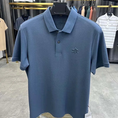 100% pure cotton high-end fashionable short sleeve summer new high-quality men's business casual polo shirt luxury brand T-shirt