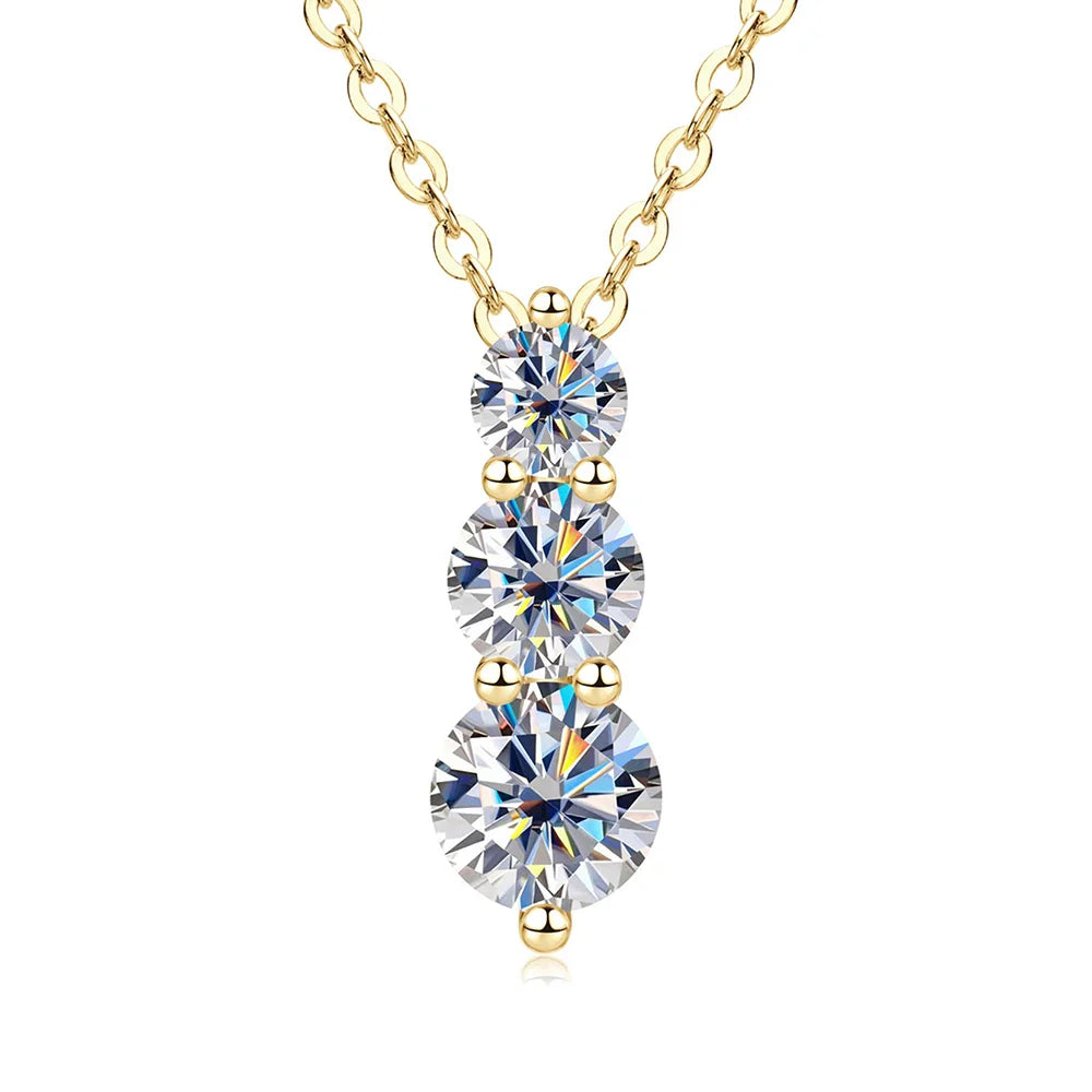4mm&5mm&6mm Round Cut Moissanite Pendant Necklace For Women 14K Gold Filled Lab Diamond Necklaces Jewelry