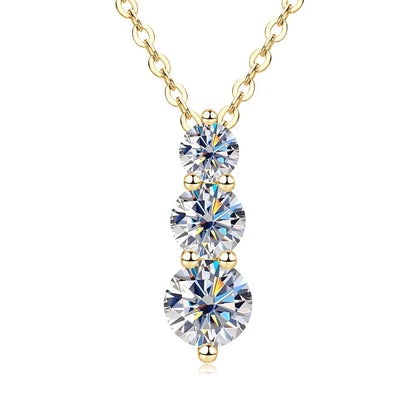4mm&5mm&6mm Round Cut Moissanite Pendant Necklace For Women 14K Gold Filled Lab Diamond Necklaces Jewelry