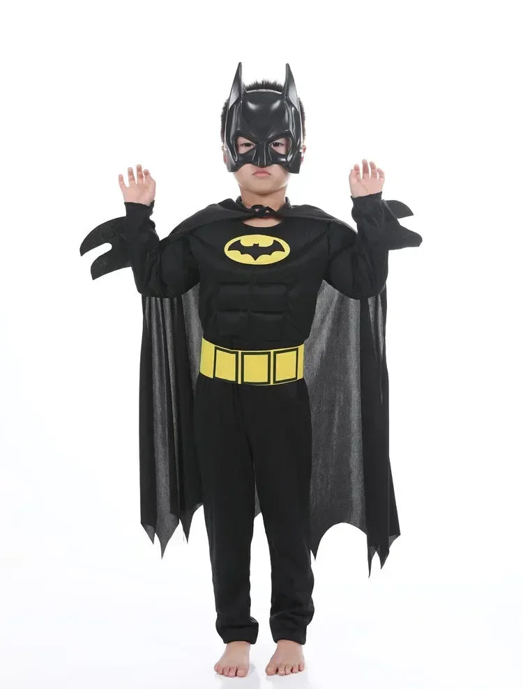Boy Girl Bat Cosplay Jumpsuit Hero Costume Suit with Cape Mask Men Superhero Wayne Cosplay High quality Halloween Carnival Party