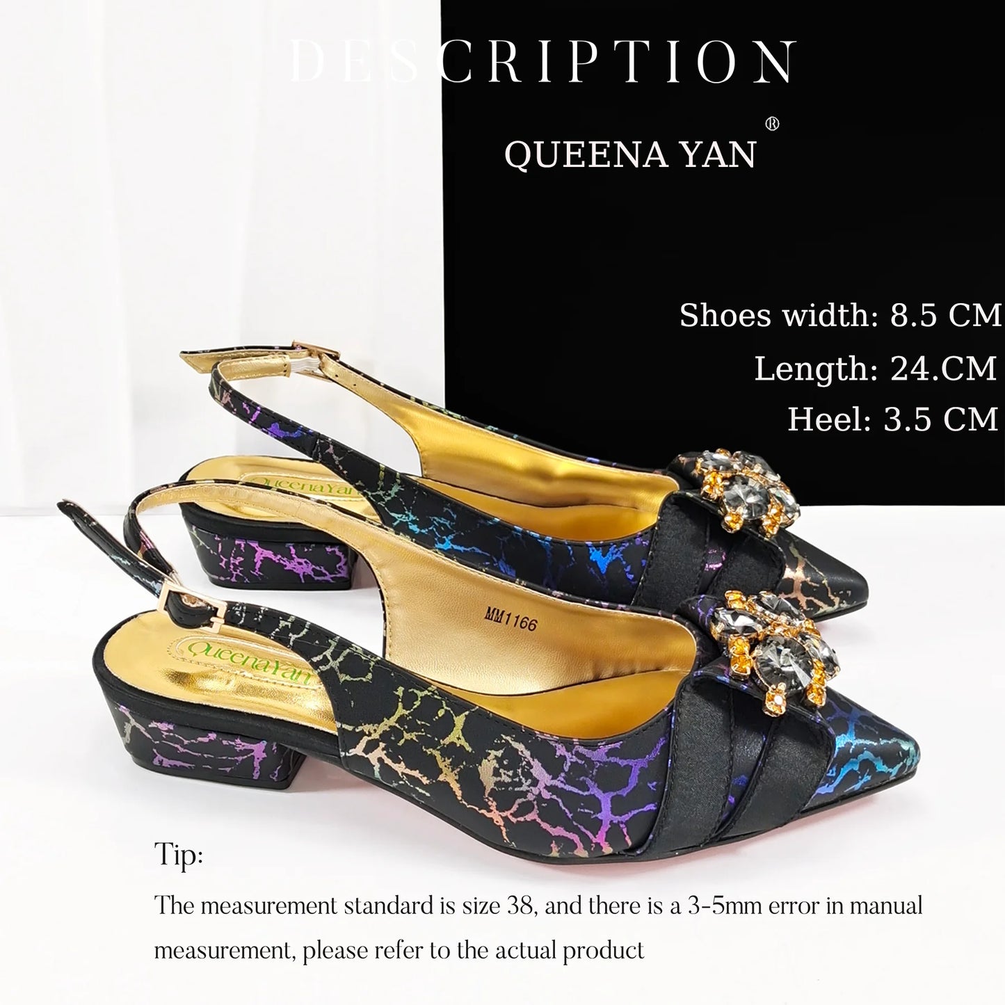 2025 New Summer Collection Stylish Italian Women’s Shoes and Bag Set Gold Colour Comfortable Low Heels With Rhinestone