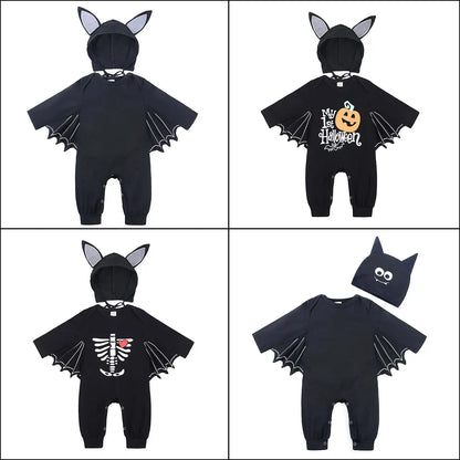 Baby's First Halloween Costume Black Bat Romper Jumpsuit Infant Boys Girls Purim Party Carnival Fancy Dress Cosplay Long Short