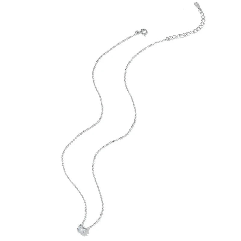 Gorgeous Shiny Choker Necklace 925 Sterling Silver Geometric Cut Sparkling Zircon Pendant Necklace Wedding Jewelry 17.7″