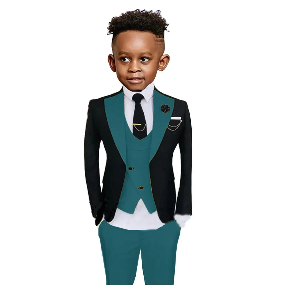 Colorful Kids Fashionable Suit Set 3 Pieces Performance Costumes High Quality Boys Suits Wedding Guest Tuxedo 2-20T