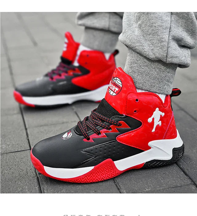 Children Basketball Shoes for Boys Girls Kids Teenagers Breathable Non-slip Lace Up Indoor Outdoor Training Sneakers Tennis Shoe