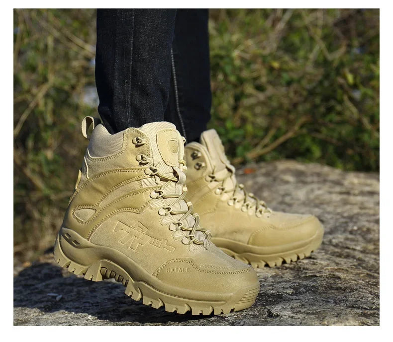 New Men Tactical Boots Army Breathable Desert High Quality Unisex Waterproof Male Hunting Boots Ankle Work Climbing Hiking Shoes