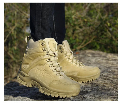 New Men Tactical Boots Army Breathable Desert High Quality Unisex Waterproof Male Hunting Boots Ankle Work Climbing Hiking Shoes