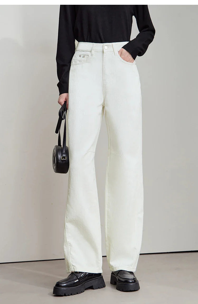 Minimalist 2025 Autumn New Arrival Pants Minimalism Retro Casual Office Lady Pure Cotton Jeans Women Denim Trouser 12543141