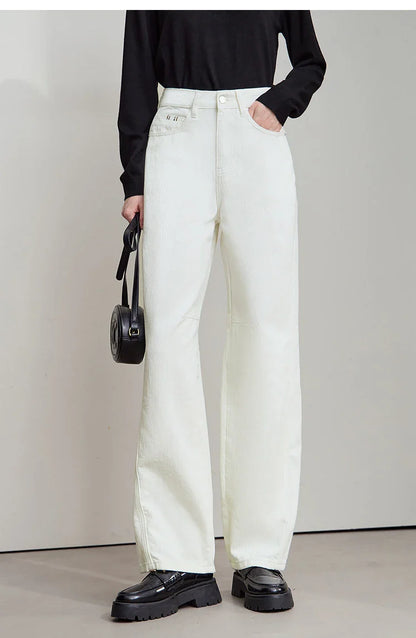 Minimalist 2025 Autumn New Arrival Pants Minimalism Retro Casual Office Lady Pure Cotton Jeans Women Denim Trouser 12543141