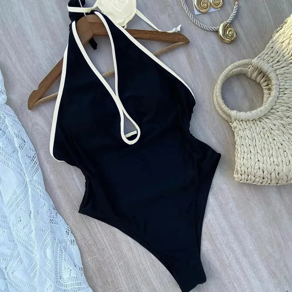 Solid Lace Up Swimsuit Woman Sexy One Piece Swimsuit Swimwear for Women Push Up Women‘s Bathing Suit Beachwear Female Bodysuit