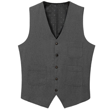 Men Vest Green Herringbone Solid Single Button Waistcoat For Birthday Wedding Business Banquet Work Daily Casual Men Suit Vest