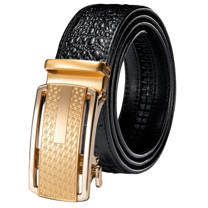 Crocodile Designer Luxury Genuine Leather Belts for Men Casual Jeans Belt Strap Gold Automatic Buckle Black Belt PD-2036