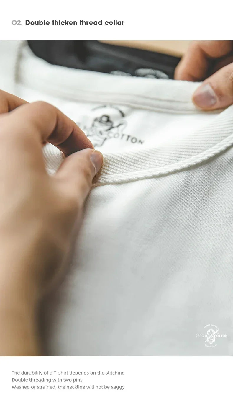Summer Solid Color Short Sleeve T-Shirts 100% Cotton Round Neck Tees with Rolled Edge Cuffs Casual Tops for Men