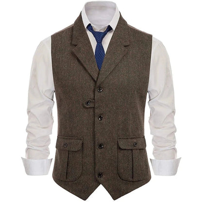 Men Vest Green Suede Velvet With Collar Single Breasted Waistcoat For Wedding Banquet Party Business Work Casual Daily Men Vest