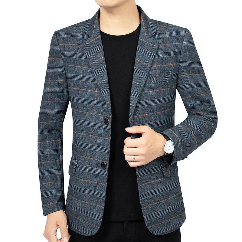 Brand 2026 Spring Stripe Suits Men 2 Button Autumn Business Elegant Man Jacket  Fashion New in Suits Blazers Men