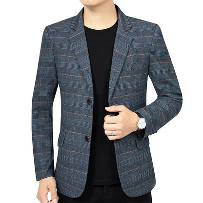 Brand 2026 Spring Stripe Suits Men 2 Button Autumn Business Elegant Man Jacket  Fashion New in Suits Blazers Men