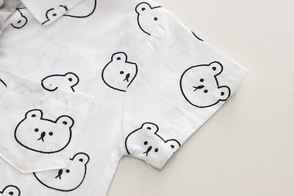 Baby Boy Cotton Summer Outfit Set with Print Bear T-Shirts And Shorts 2Pcs Toddler Tracksuit Infant Fashion Children's Clothing