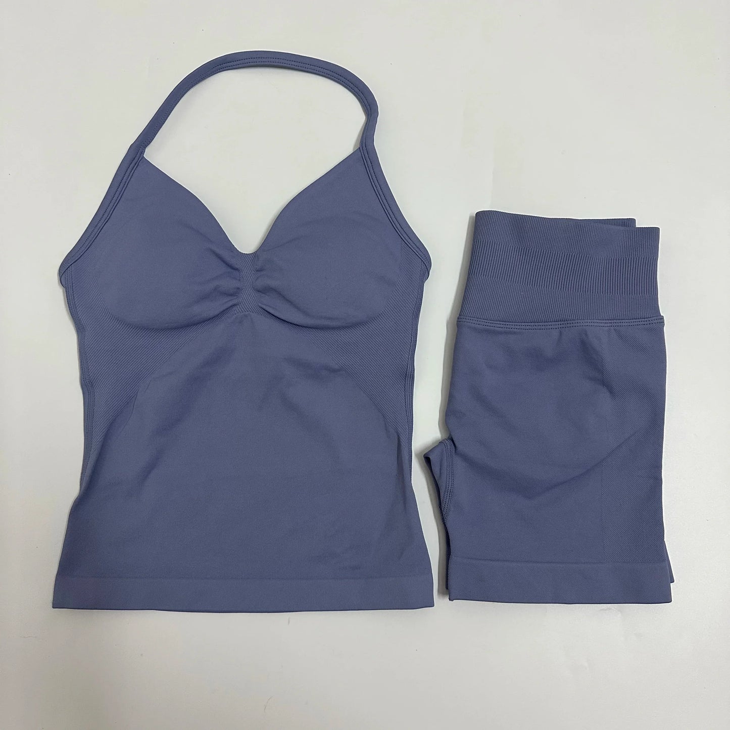 Yoga Set Women Padded Halter Tank Top Scrunch Butt Lifting Gym Shorts Set Summer Sportswear Workout Clothes