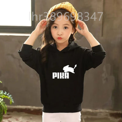 Children's Suit Hoodies Top+Bottom Girls Pink Boy Black Age 3-12 Coat Casual Toddler Sweatshirt Little White Rabbit Clothing