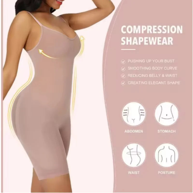 Women Seamless Shapewear Bodysuit Push Up Tummy Control Waist Trainer Butt Lifter Slimming Full Body Shaper For Daily Wear