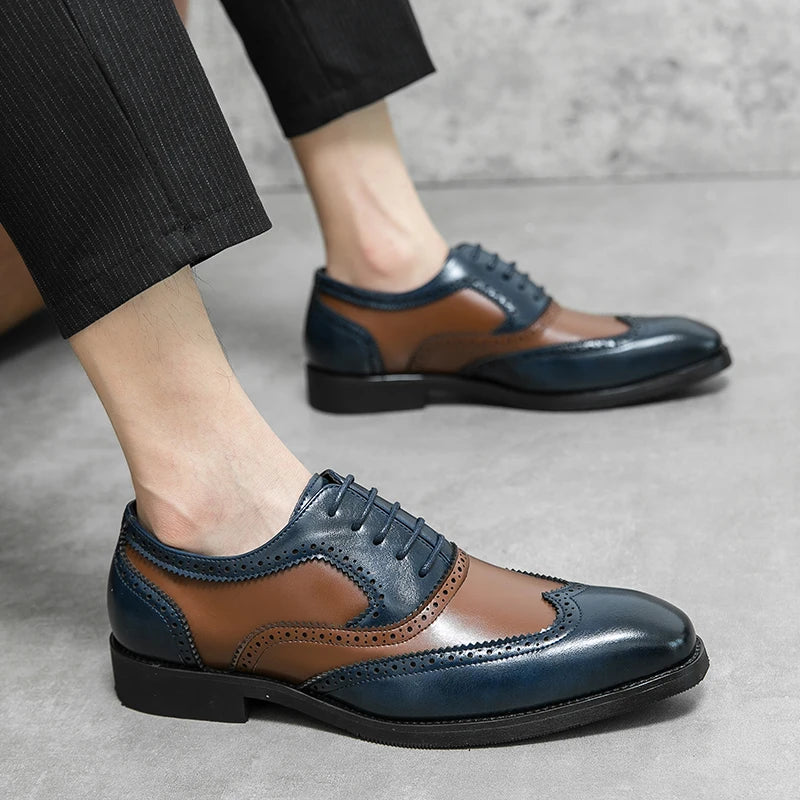 Italy High Quality Pointed Fashion Oxford Shoes Lace Up Men's Shoes Pointed Style Luxury Moccasin Casual Luxury Leather Shoes
