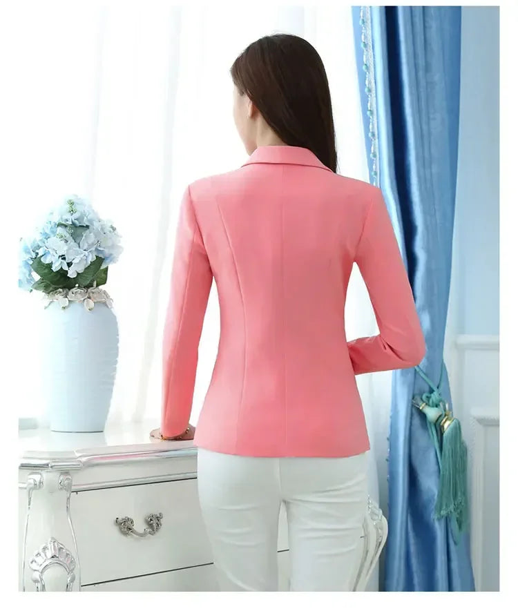 Women Blazer Office Ladies Elegant Outwear Long Sleeve Work Wear Classy Female Pink Suit African Autumn Fashion 2024 New 5XL