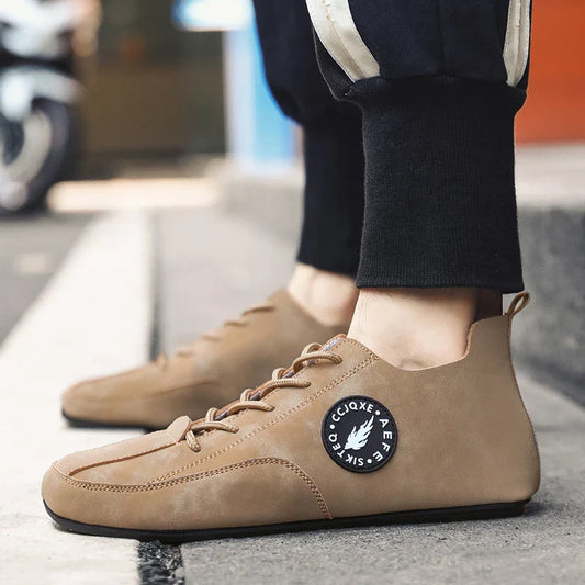 Men's Loafers Lightweight Driving Casual Thin Bottom Flats Shoes Soft Sole Comfortable Non Slip Lace-up Walking Shoes Men