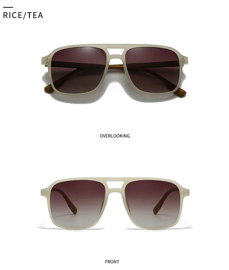 2026 Ins Retro Double Bridge Square Women Sunglasses Fashion Leopard Print Gradient Lenses Men Trend Gafas De Sol UV400