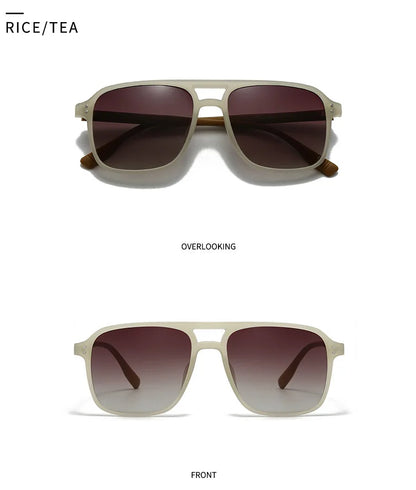 2026 Ins Retro Double Bridge Square Women Sunglasses Fashion Leopard Print Gradient Lenses Men Trend Gafas De Sol UV400