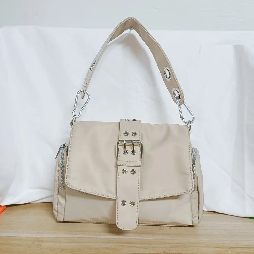 Nylon Women Shoulder Crossbody Bag Black Fashion Rivet Axillary Bags Brand Design Ladies Female Handbag Small Black Bolsa Femini