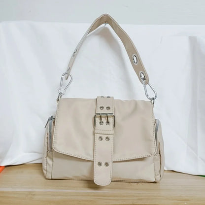 Nylon Women Shoulder Crossbody Bag Black Fashion Rivet Axillary Bags Brand Design Ladies Female Handbag Small Black Bolsa Femini