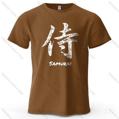 Samurai Character Printed Men's T-Shirt 100% Cotton Oversized Classic Asian Aesthetics Graphic Tees for Women Tees Streetwear