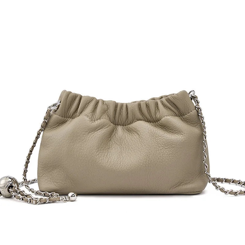 Genuine leather cloud bag Shoulder Bag Handbag Women's Crossbody Bags Cowhide Underarm Small chain Dumpling bag ladies korea