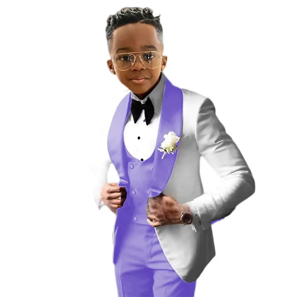 Kids Slim Fit Shawl Lapel Suit Set 3 Pieces Performance Costumes Elegant Flower Boys Formal Party Suit Kids Wedding Tuxedo 2-20T