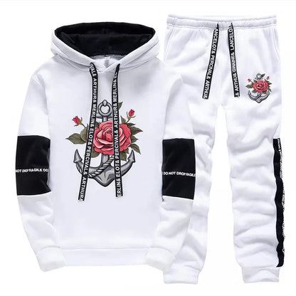 Mens Tracksuit Retro Pattern Printing  Single Piece Sweatshirts Sweatpants Casual Office Home Hoodie Pants Sports Mens Clothing